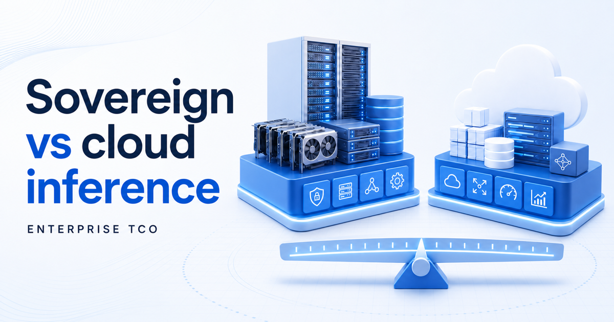 Private GPU infrastructure balanced against cloud infrastructure for an enterprise inference TCO comparison.