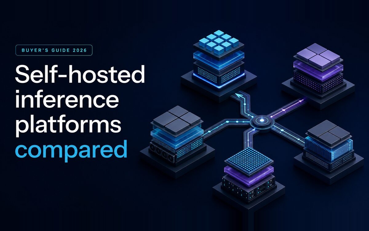 Abstract comparison of five modular self-hosted inference stacks connected to a central decision hub.